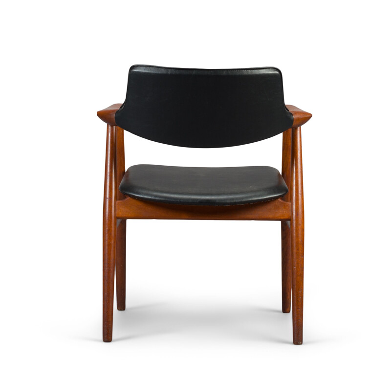 Vintage teak and skai armchair by Erik Kirkegaard for Høng Stolefabrik, 1950s