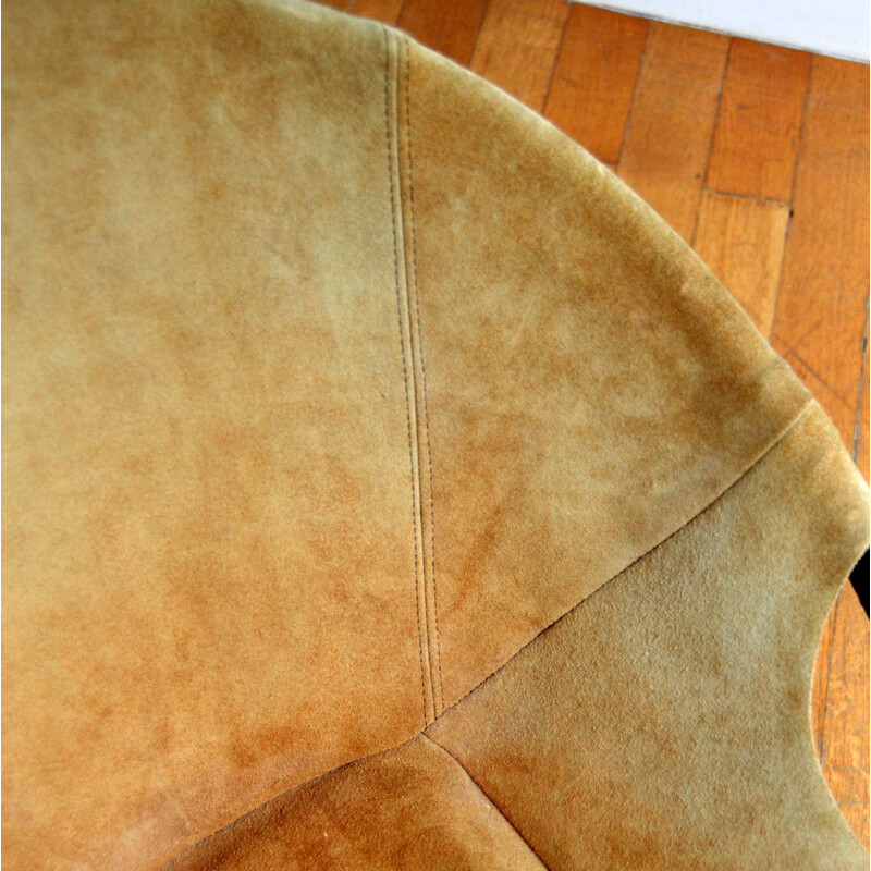 Vintage suede armchair "Circle" by Lusch Erzeugnis, Germany, 1960