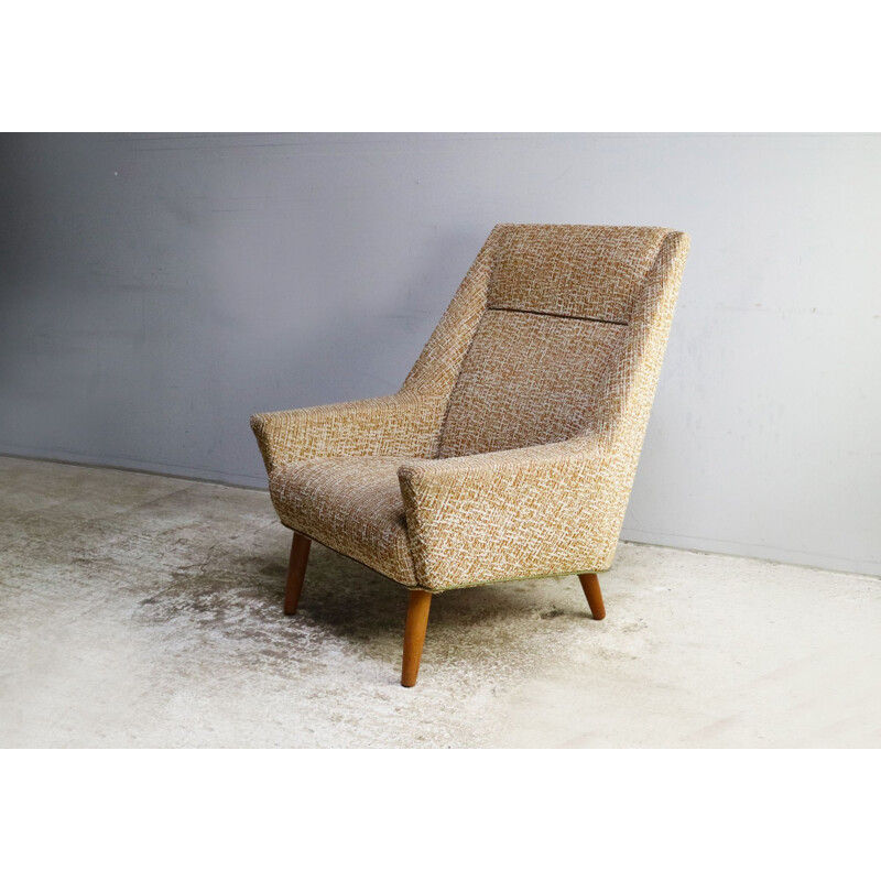 Vintage armchair with brown and white patterns, 1960s