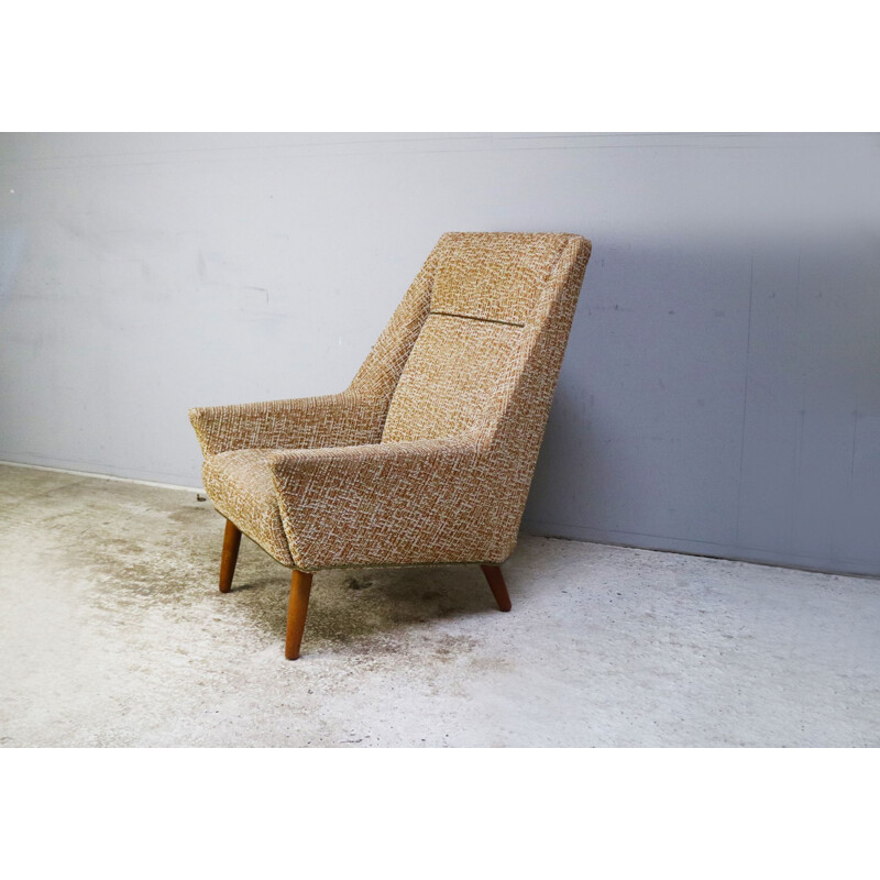 Vintage armchair with brown and white patterns, 1960s