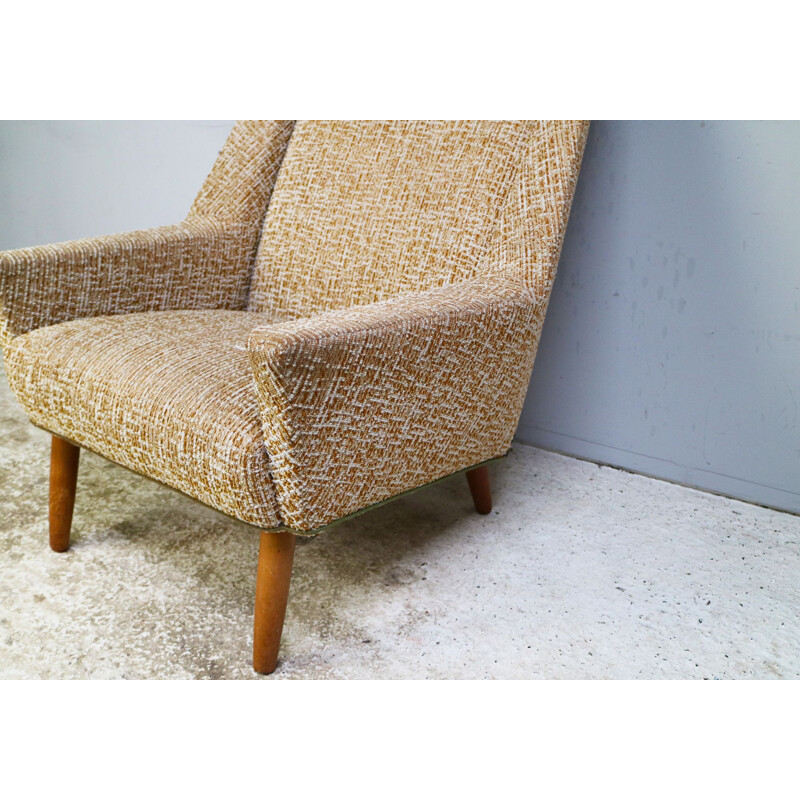 Vintage armchair with brown and white patterns, 1960s