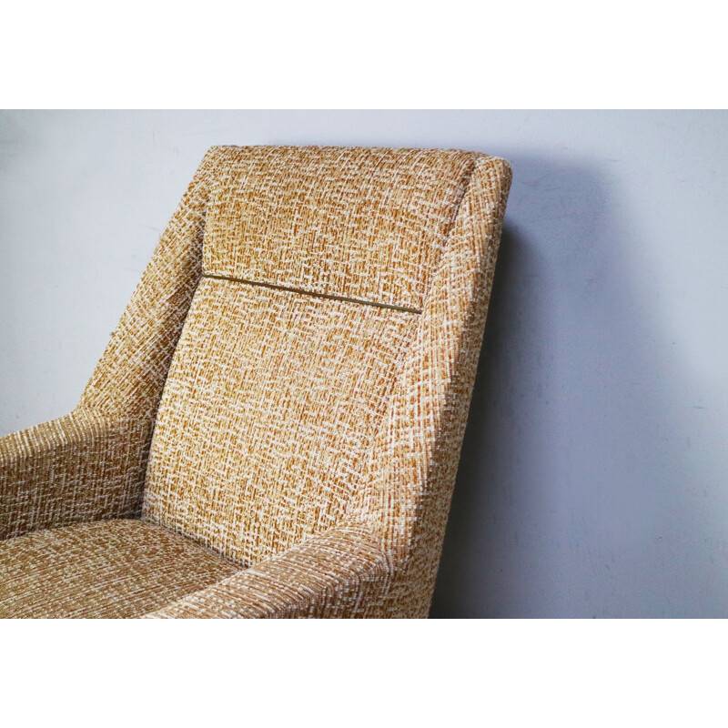 Fauteuil vintage avec motifs bruns et blancs, 1960