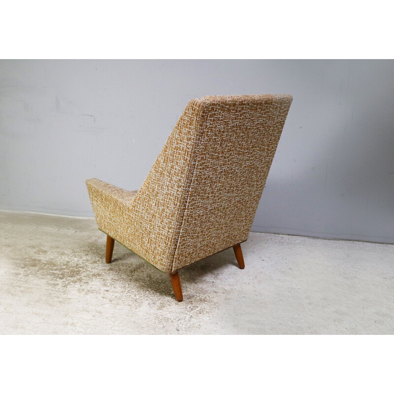 Fauteuil vintage avec motifs bruns et blancs, 1960