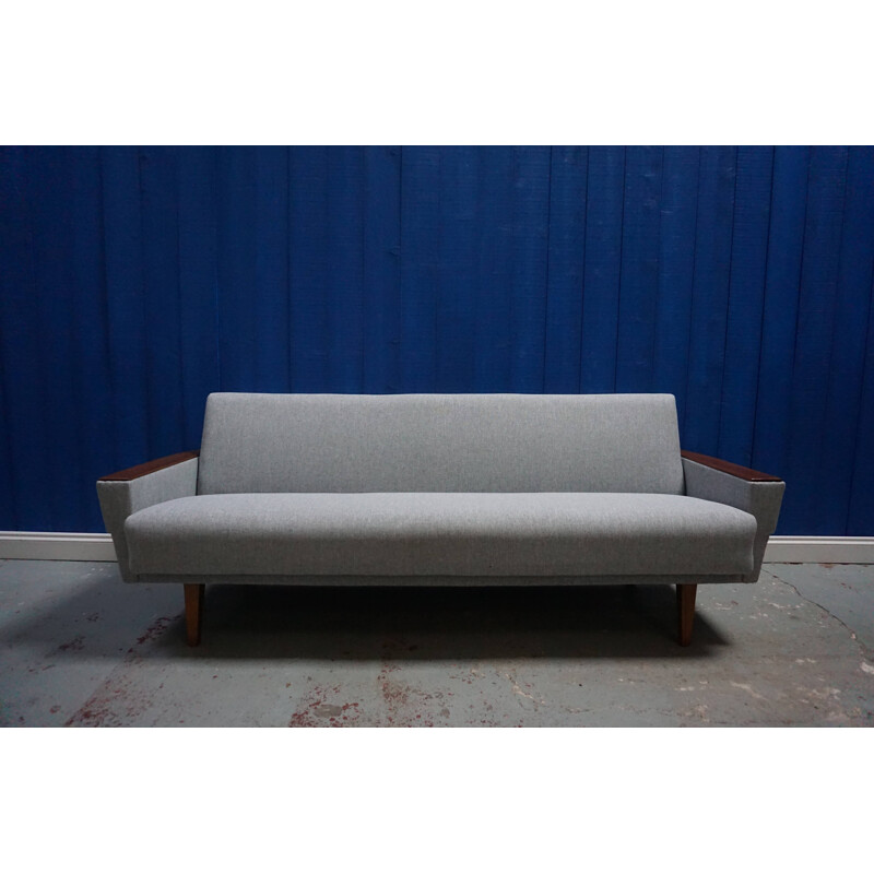 Vintage convertible grey 3-seater sofa, Denmark, 1960s