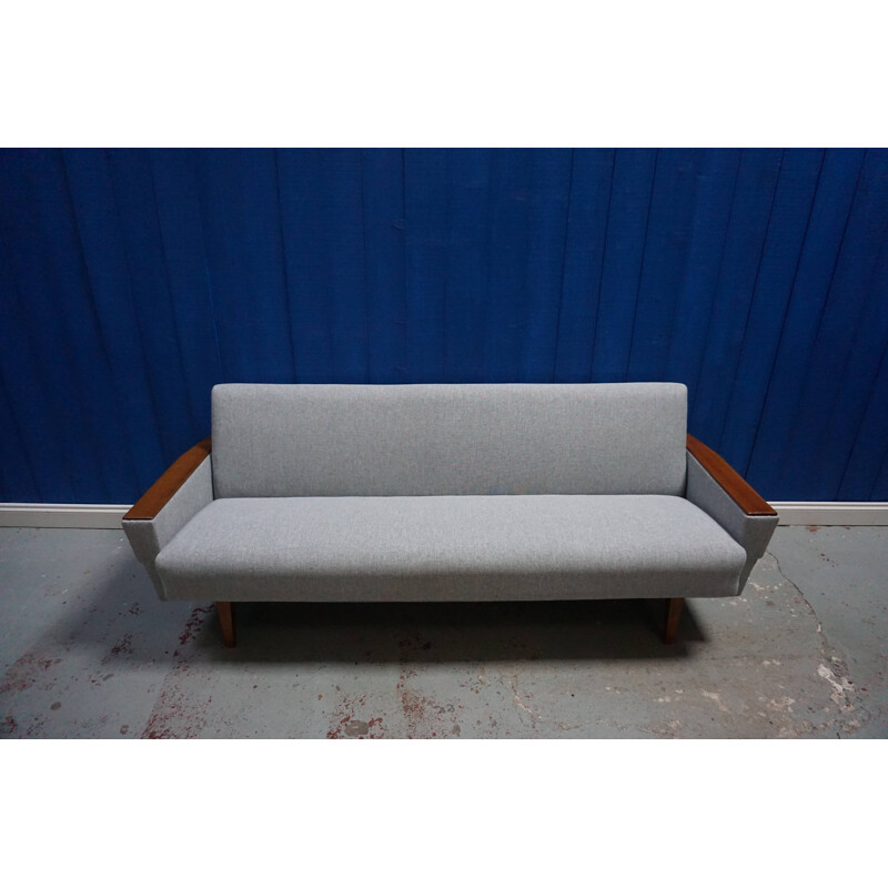 Vintage convertible grey 3-seater sofa, Denmark, 1960s