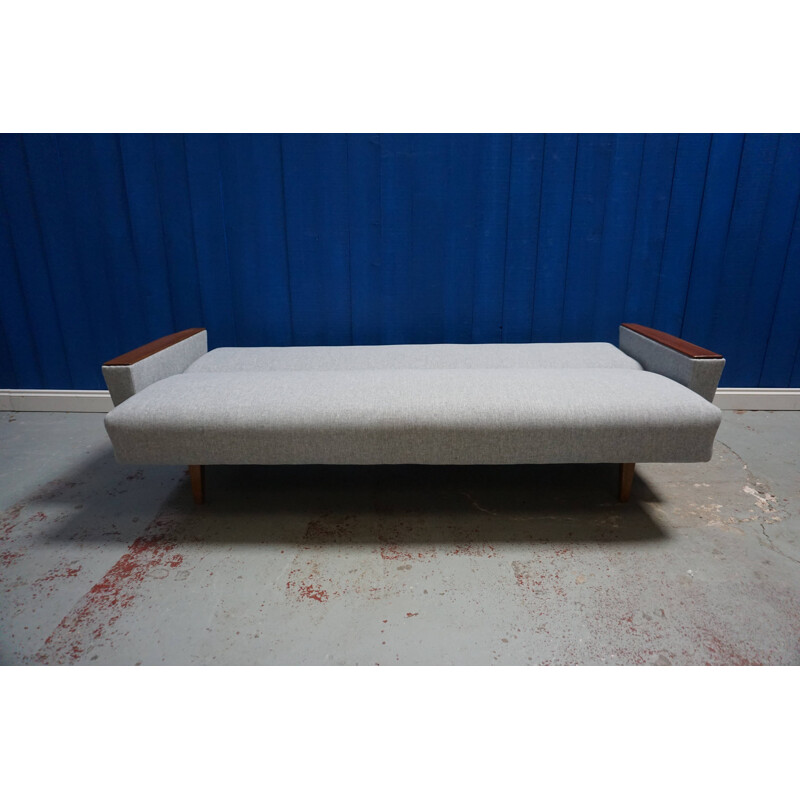 Vintage convertible grey 3-seater sofa, Denmark, 1960s