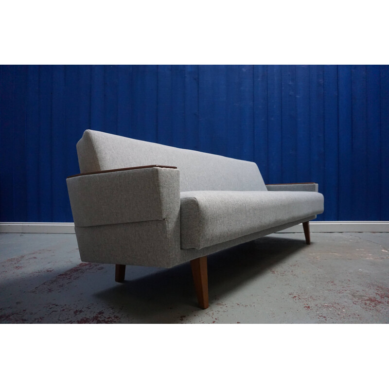 Vintage convertible grey 3-seater sofa, Denmark, 1960s