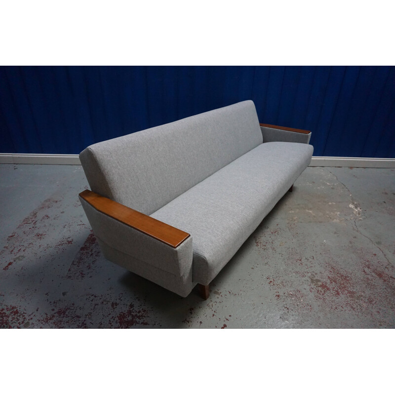 Vintage convertible grey 3-seater sofa, Denmark, 1960s