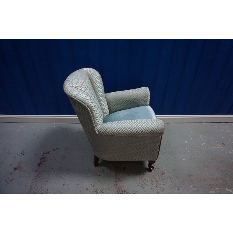 Fauteuil vintage en velours bleu, 1950