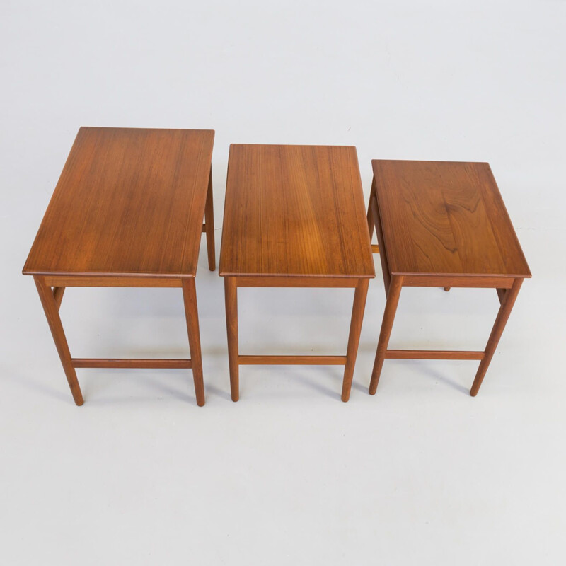 Vintage teak nesting tables by Hans J. Wegner for Andreas Tuck, 1960s