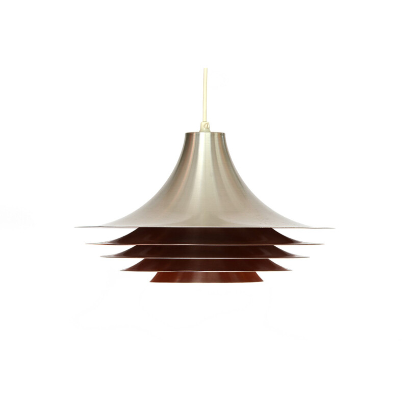 Vintage multi layered aluminium pendant light, Denmark, 1970s