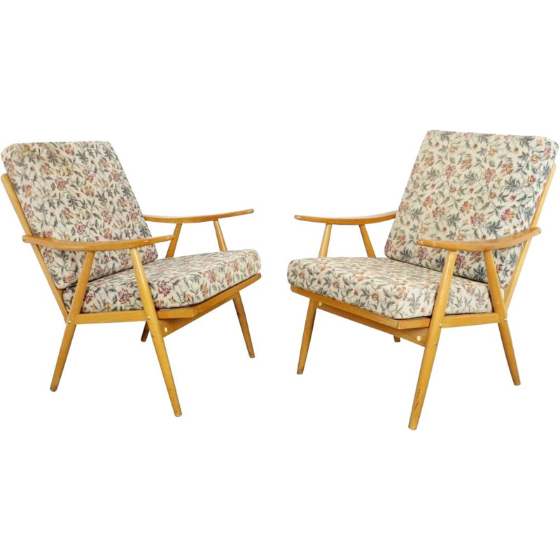 Pair of vintage armchairs by Ton, 1970s