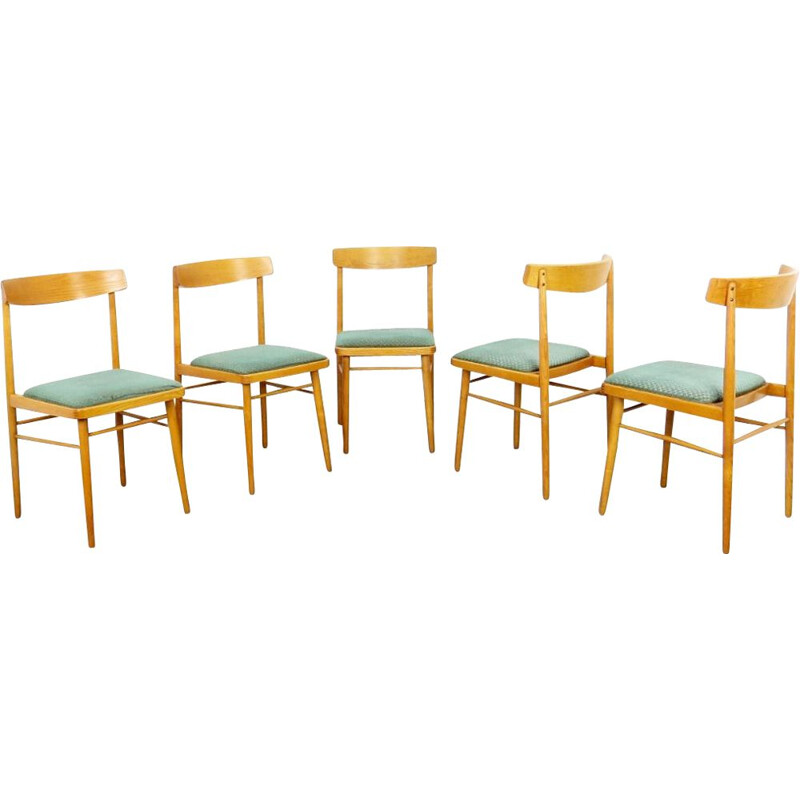 Conjunto de 5 cadeiras de jantar vintage, Checoslováquia, 1970