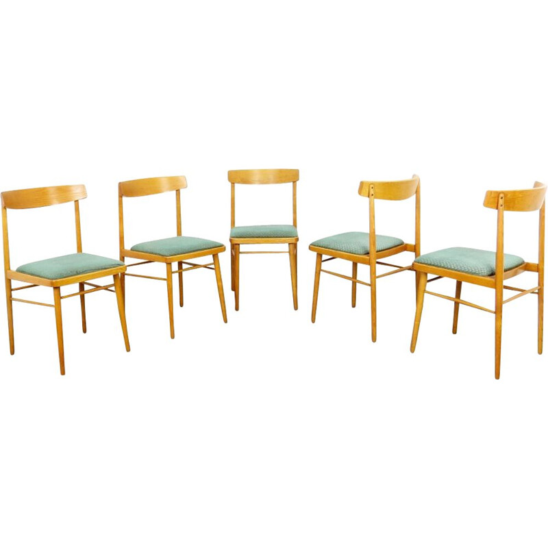 Set van 5 vintage eetkamerstoelen, Tsjechoslowakije, 1970