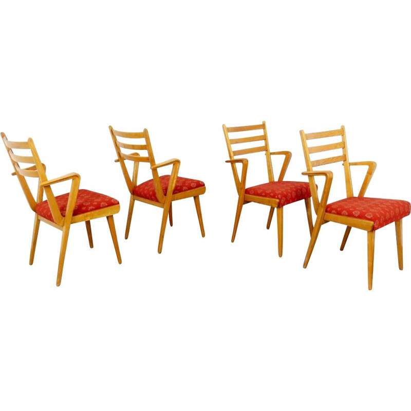 Suite de 4 chaises vintage par Jitona, 1950