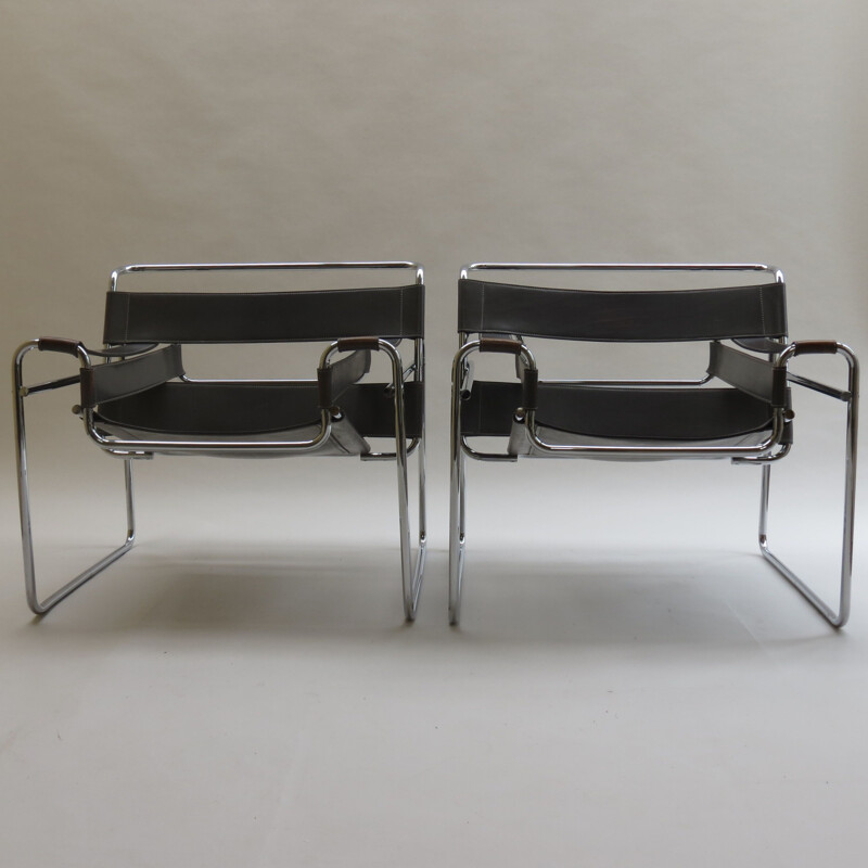 Chaise vintage grise Wassily par Marcel Breuer pour Knoll, 1980