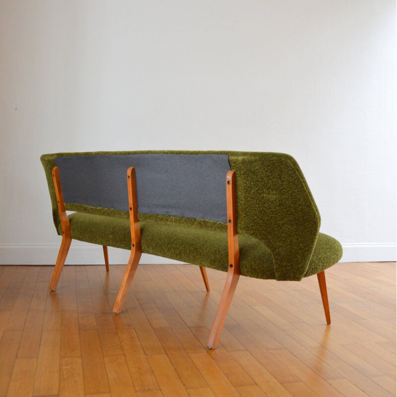 Vintage green wool sofa, 1950-60s