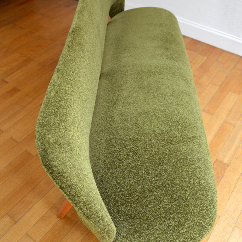 Vintage green wool sofa, 1950-60s