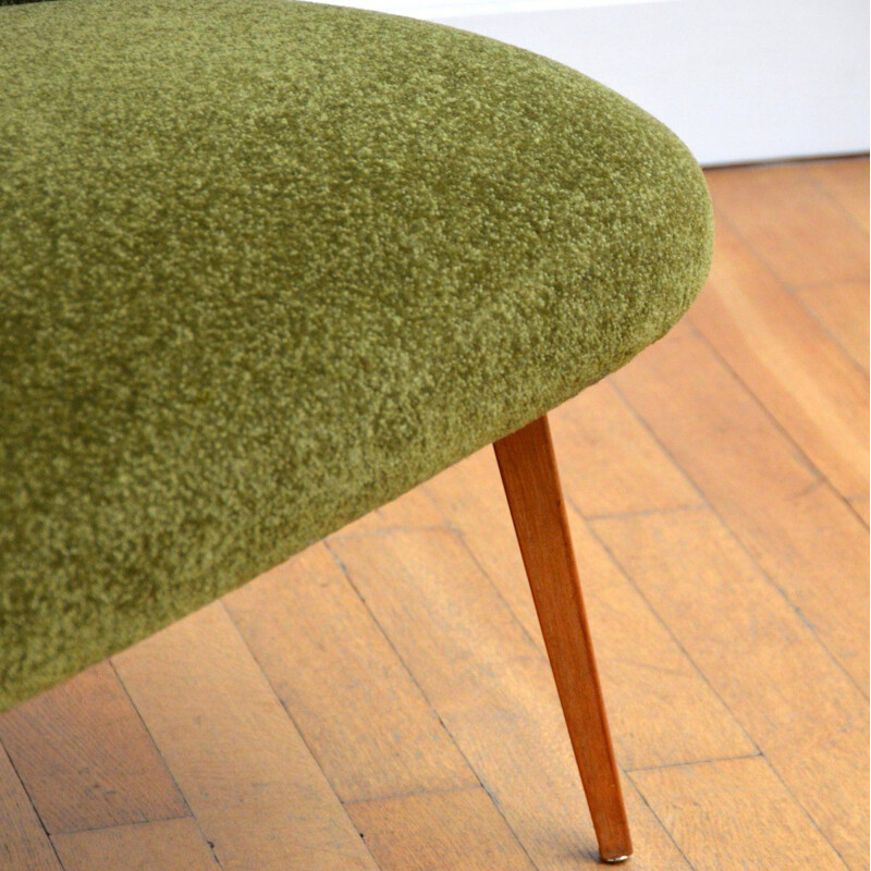 Vintage green wool sofa, 1950-60s