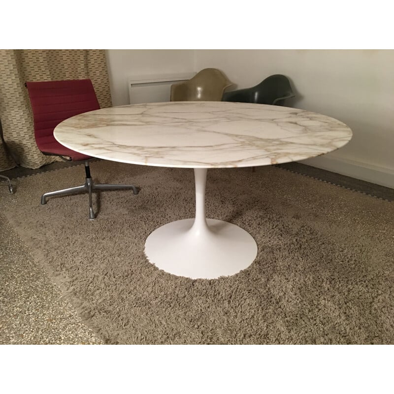 Table à repas vintage en marbre par Eero Saarinen, 1980