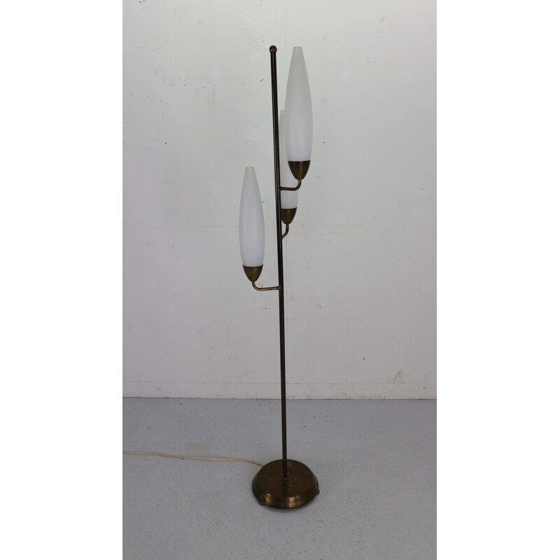 Lampadaire vintage en verre et métal, Italie, 1960