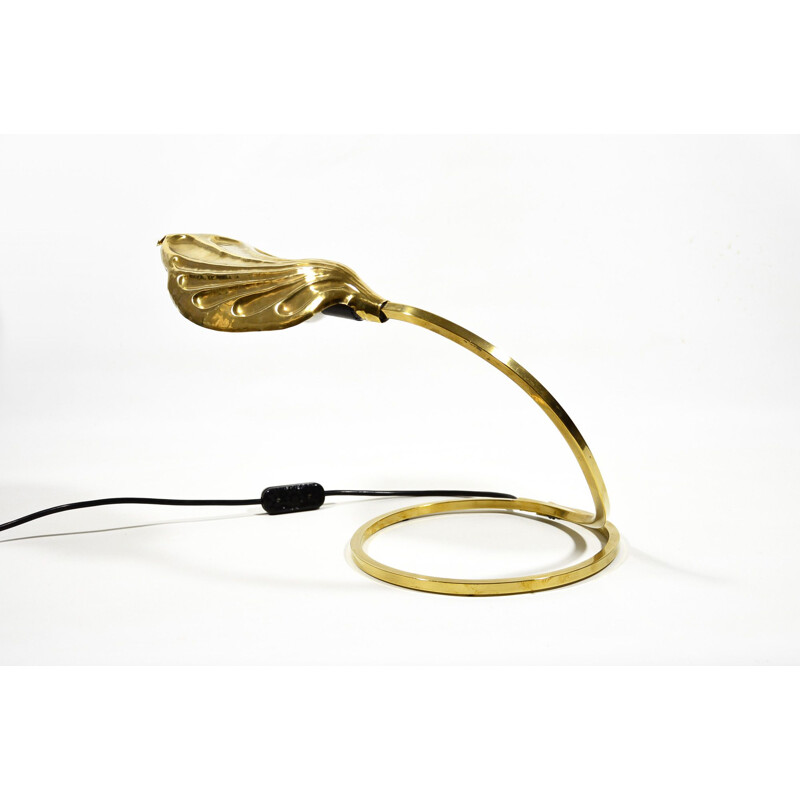 Vintage brass leaf table lamp by Carlo Giorgi For Bottega Gadda, 1970s