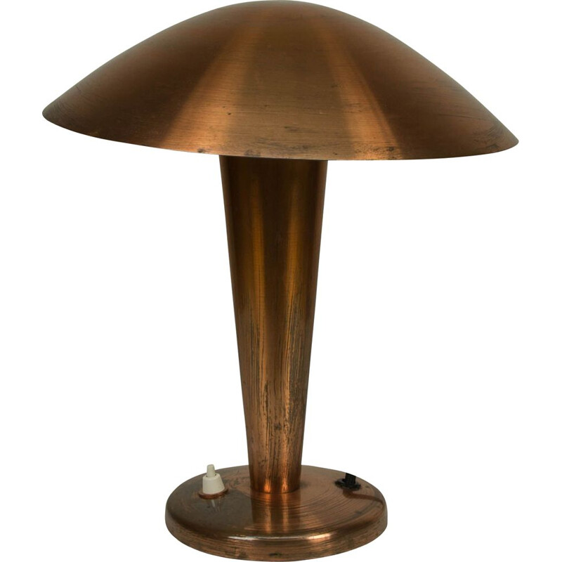 Vintage lacquered brass table lamp, Czechoslovakia 1930