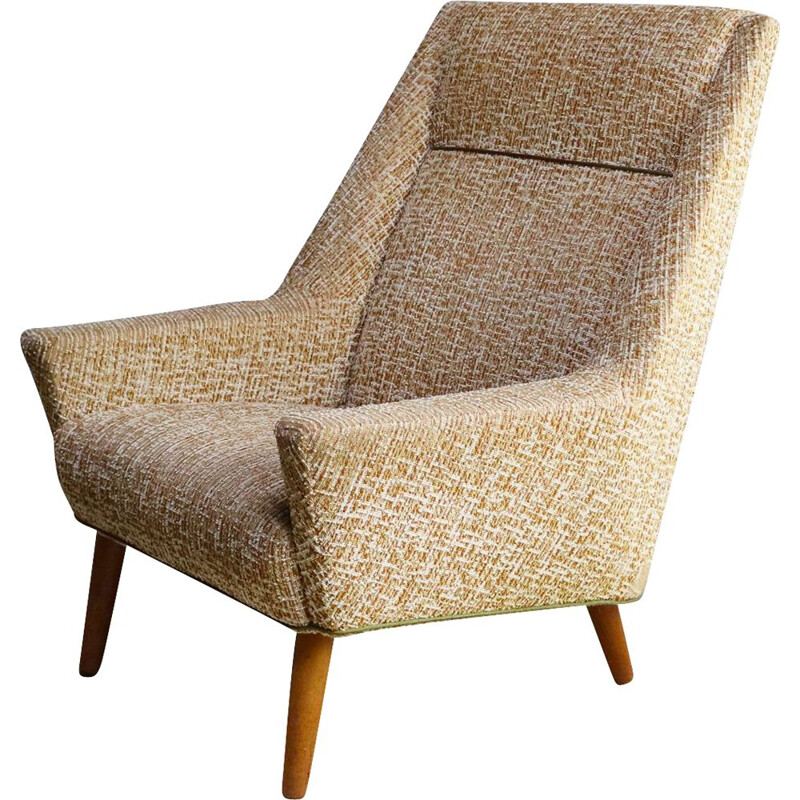 Vintage armchair with brown and white patterns, 1960s