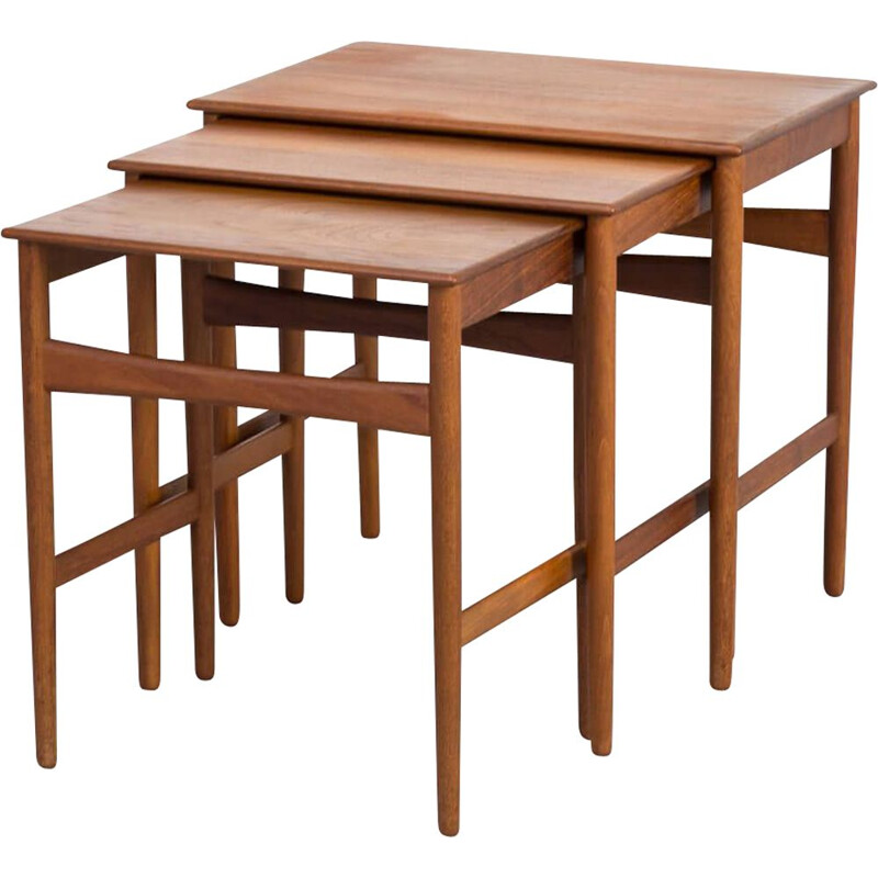 Vintage teak nesting tables by Hans J. Wegner for Andreas Tuck, 1960s