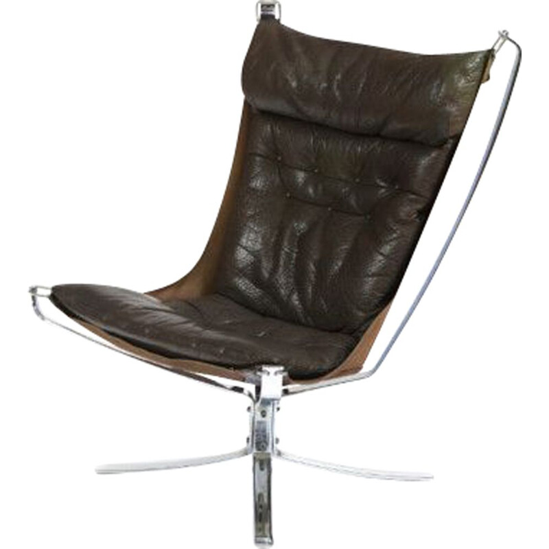 Vintage Falcon armchair in chrome by Sigurd Ressell for Vatne Mobler, 1970s