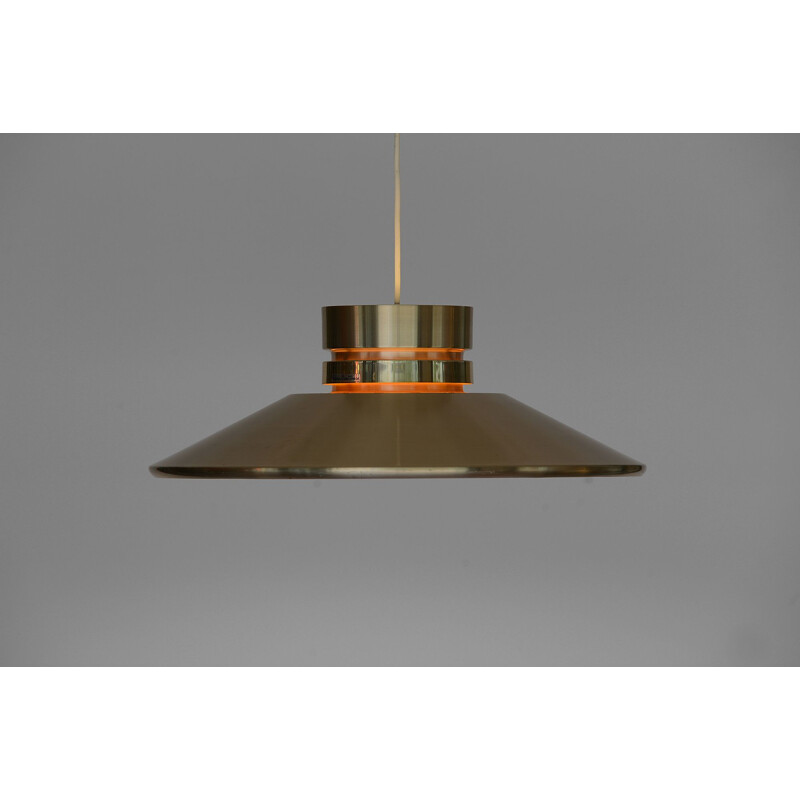 Vintage golden aluminium pendant light by Carl Thore for Granhaga Metallindustri, Sweden, 1970s