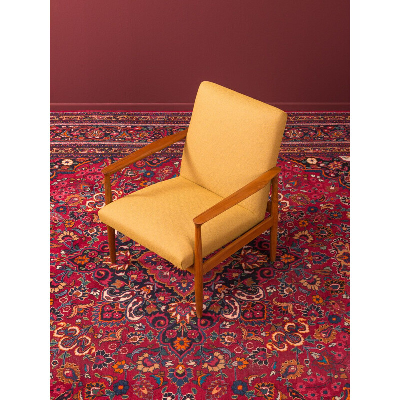 Vintage saffran yellow teak armchair, Germany, 1950s