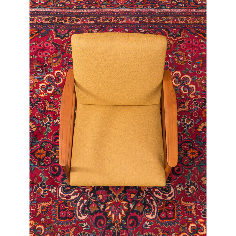 Vintage saffran yellow teak armchair, Germany, 1950s