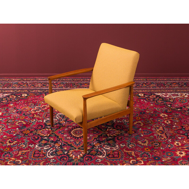 Vintage saffran yellow teak armchair, Germany, 1950s