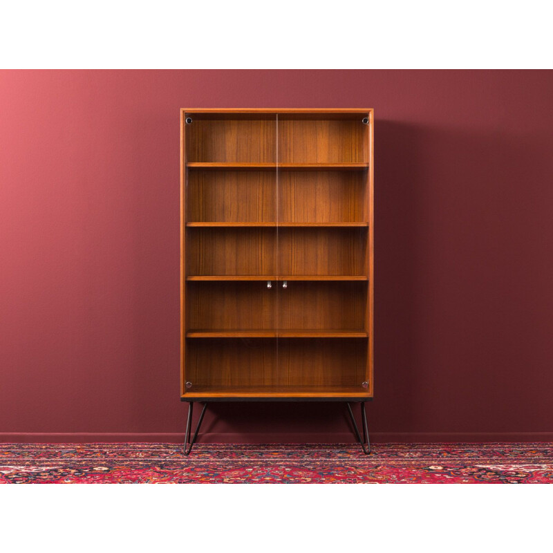 Vintage teak and glass bookcase, Germany, 1960s