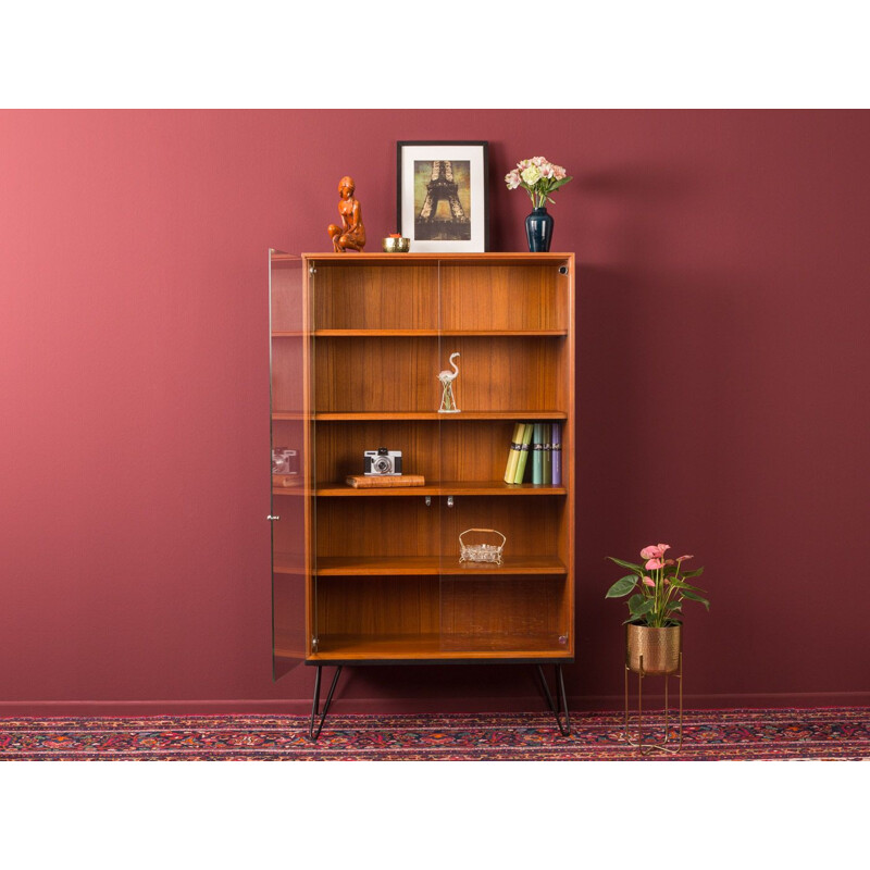 Vintage teak and glass bookcase, Germany, 1960s