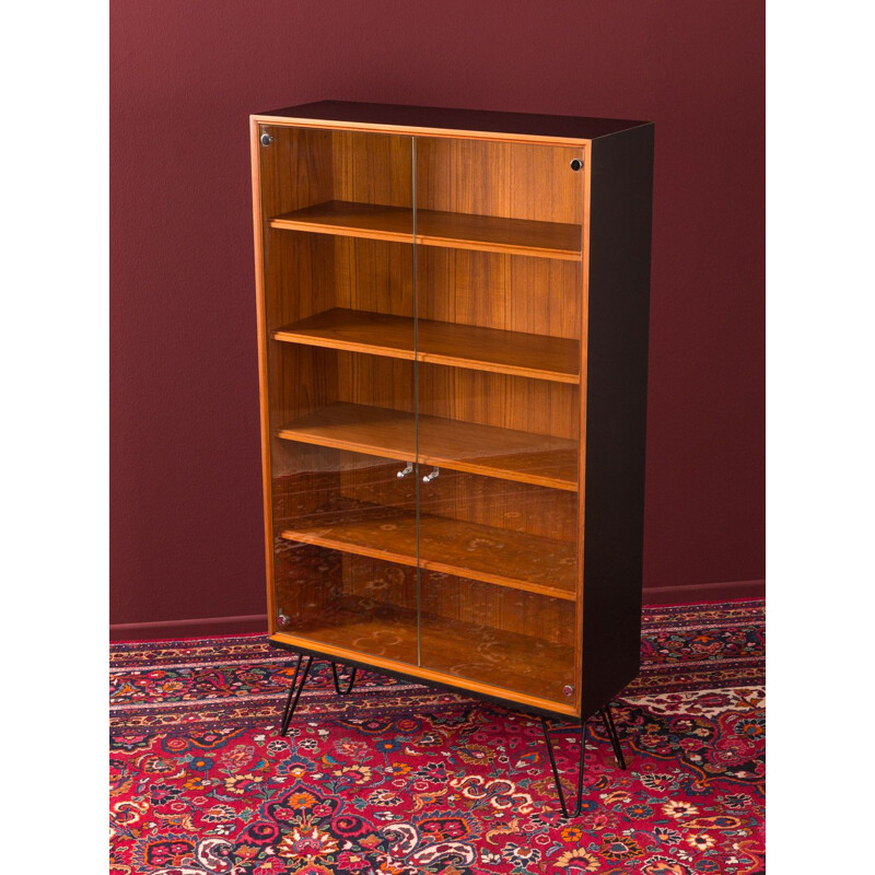 Vintage teak and glass bookcase, Germany, 1960s