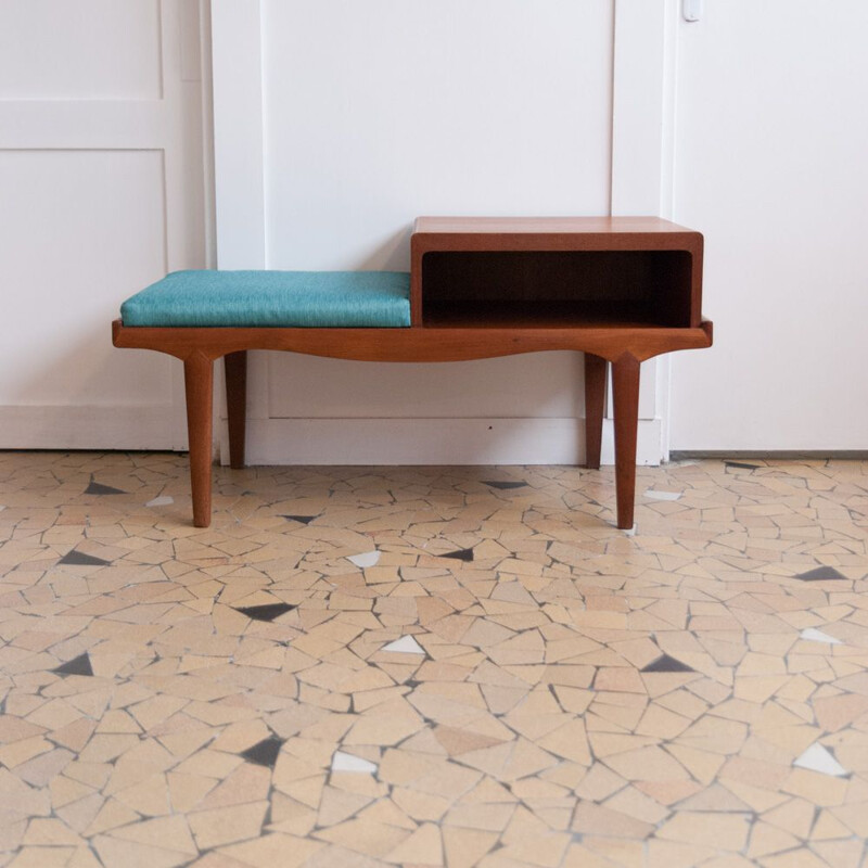 Scandinavian vintage teak bench, 1960s