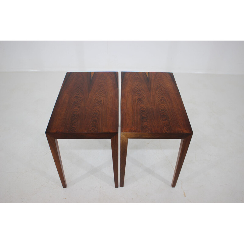 Set of 2 rosewood vintage side tables by Haslev, 1960s