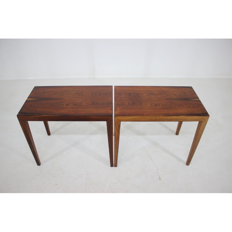 Set of 2 rosewood vintage side tables by Haslev, 1960s
