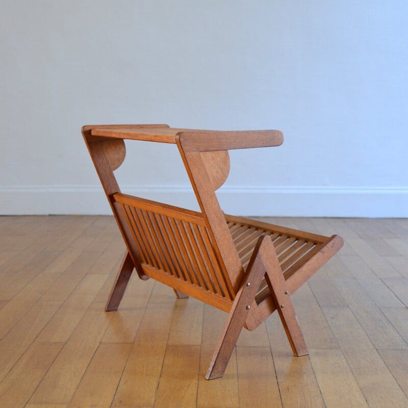 Vintage side table and magazine rack by Pastoe, 1950