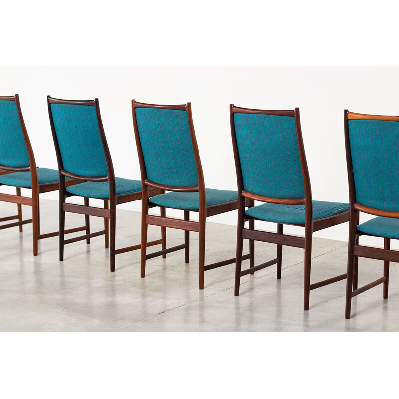 Conjunto de 8 cadeiras de jantar vintage rosewood por Torbjorn Afdal, 1960