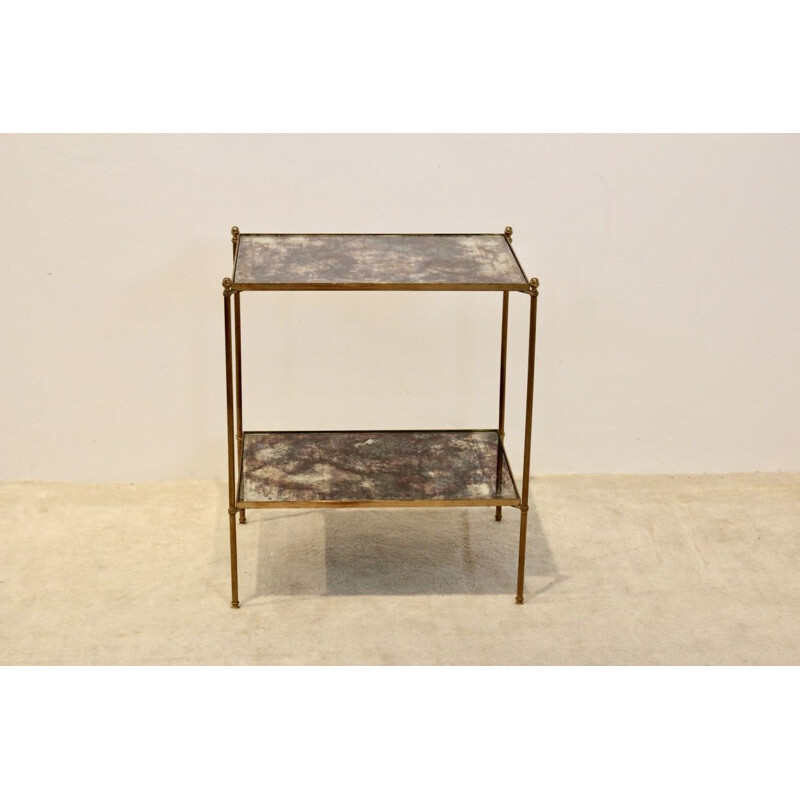 Bronze and brass vintage side table by Maison Charles, 1970s