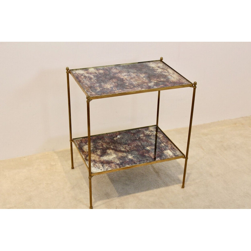 Bronze and brass vintage side table by Maison Charles, 1970s