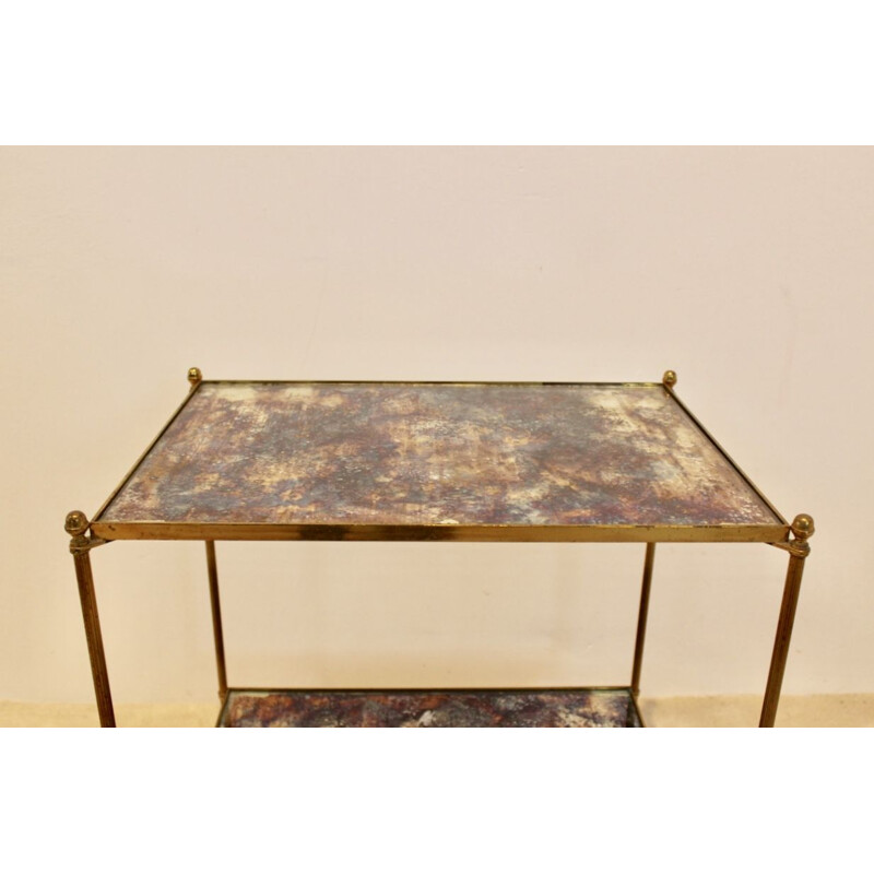 Bronze and brass vintage side table by Maison Charles, 1970s