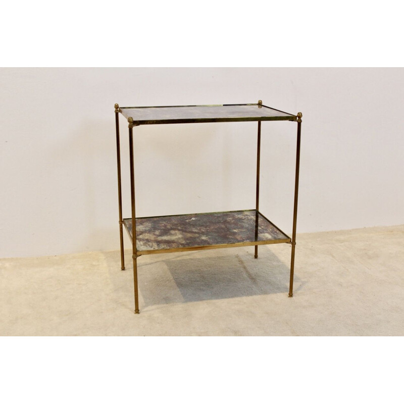 Bronze and brass vintage side table by Maison Charles, 1970s