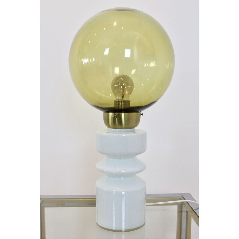Lampe de table vintage en verre et laiton, 1960