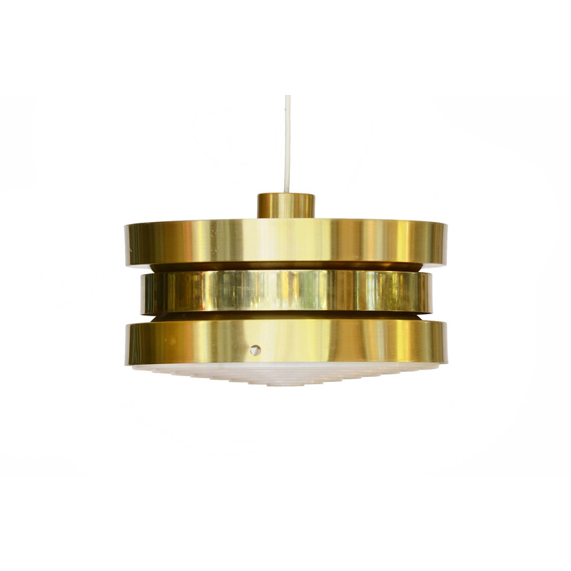 Golden vintage pendant light in aluminium by Carl Thore for Granhaga Metall, Sweden, 1970