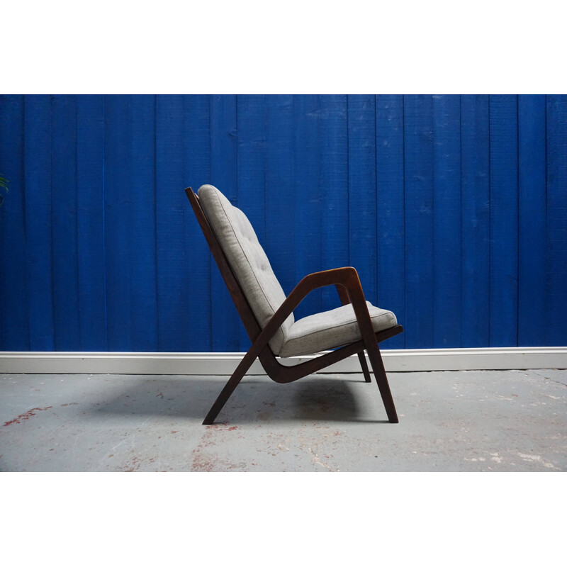 Grey vintage armchair by Jan Vanek from Krasna Jizba, 1950s