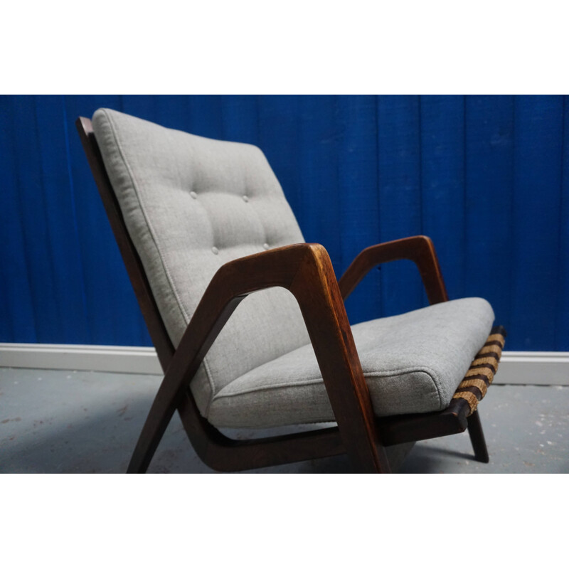 Grey vintage armchair by Jan Vanek from Krasna Jizba, 1950s